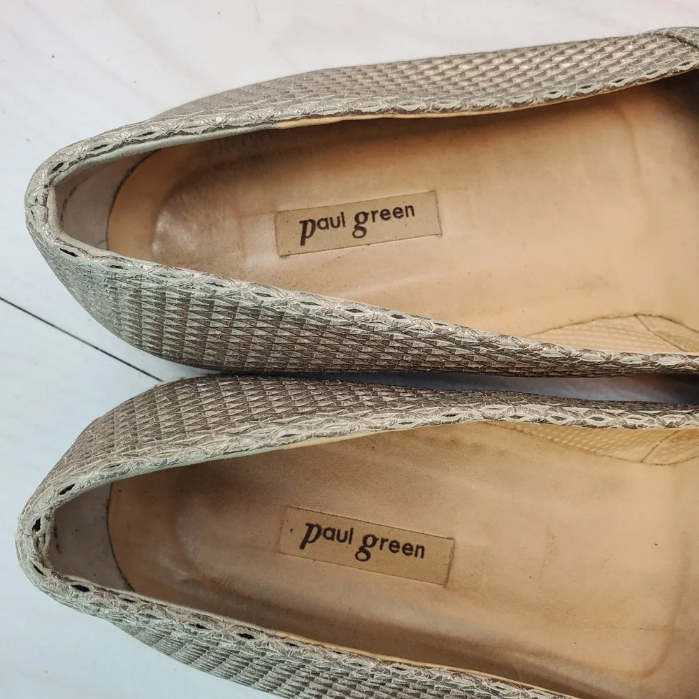 Paul Green Woven Leather Espadrille Flats Made in‎ Austria 6.5 Resort-Ready